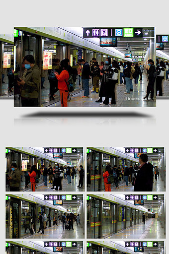 天津站地铁站密集人流等车上下车延时4K图片