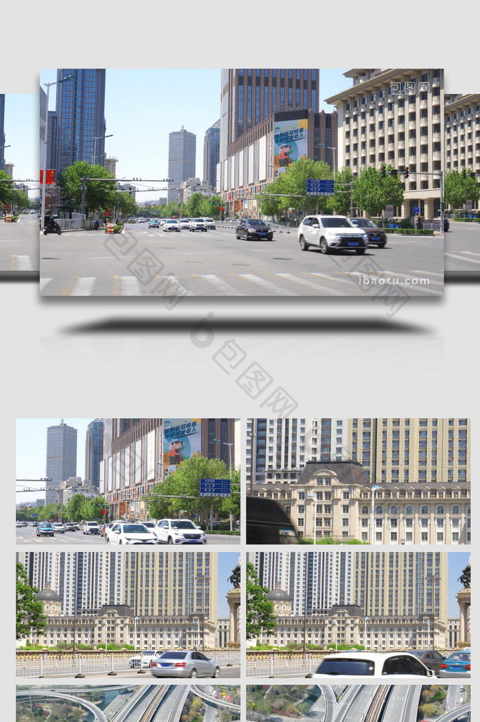 天津城市道路交通工具车流高清4K拍摄