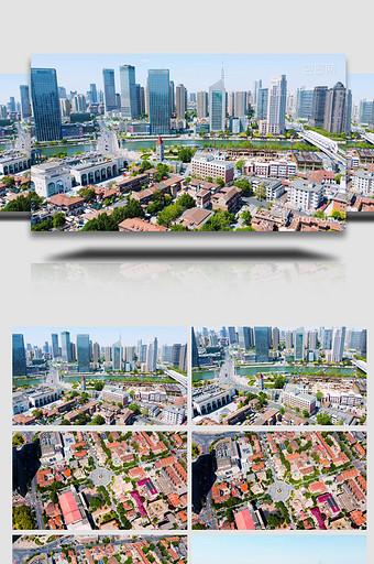 天津城市地标意式风情街海河航拍视频4K图片