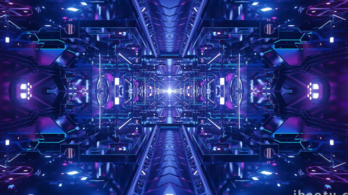 未来科幻空间隧道穿梭无缝循环背景视频素材