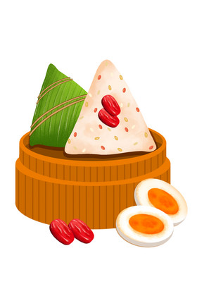 端午节粽子红枣咸鸭蛋插画图片