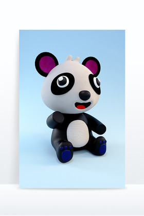 c4d创意卡通欢乐大熊猫动物模型元素