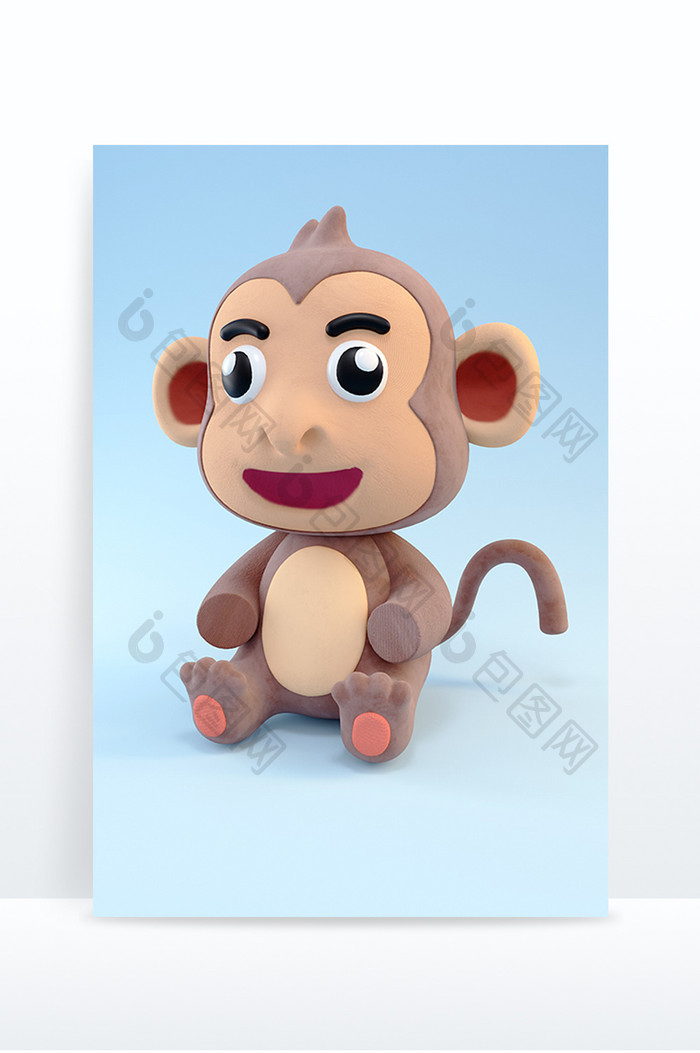 C4D创意卡通快乐小猴子动物模型元素