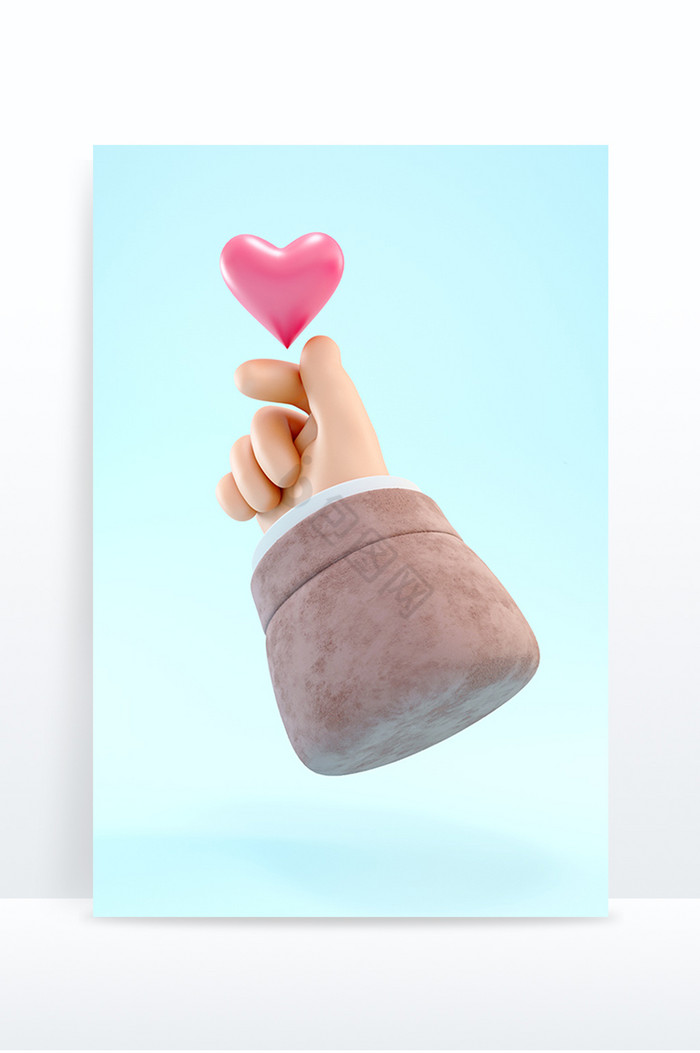 c4d创意卡通比心手势手部模型元素c4d创意卡通手捧爱心手部模型元素