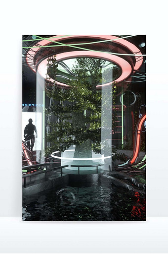 3D创意科幻未来风格室内场景模型2图片