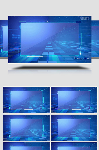 蓝色科技框粒子背景视频模板图片