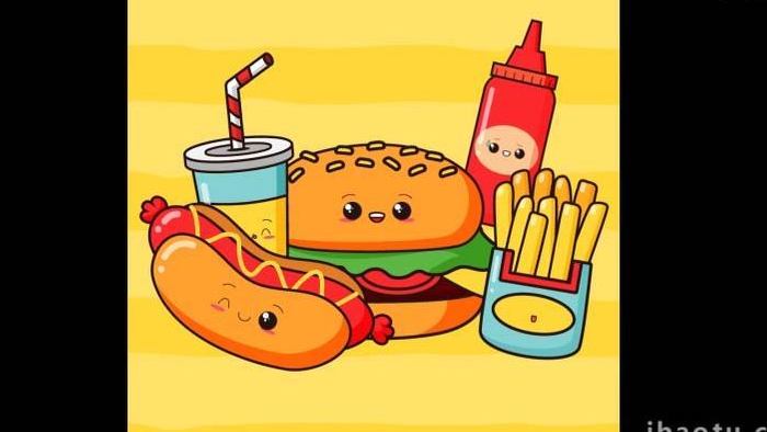 卡通类食物快餐美食汉堡MG动画