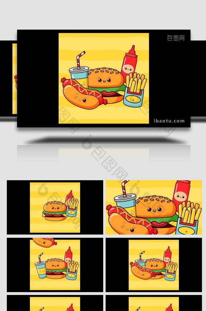 卡通类食物快餐美食汉堡MG动画