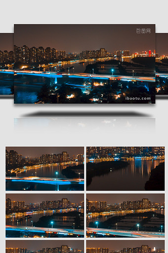 4K航拍城市中心CBD夜景延时视频素材图片