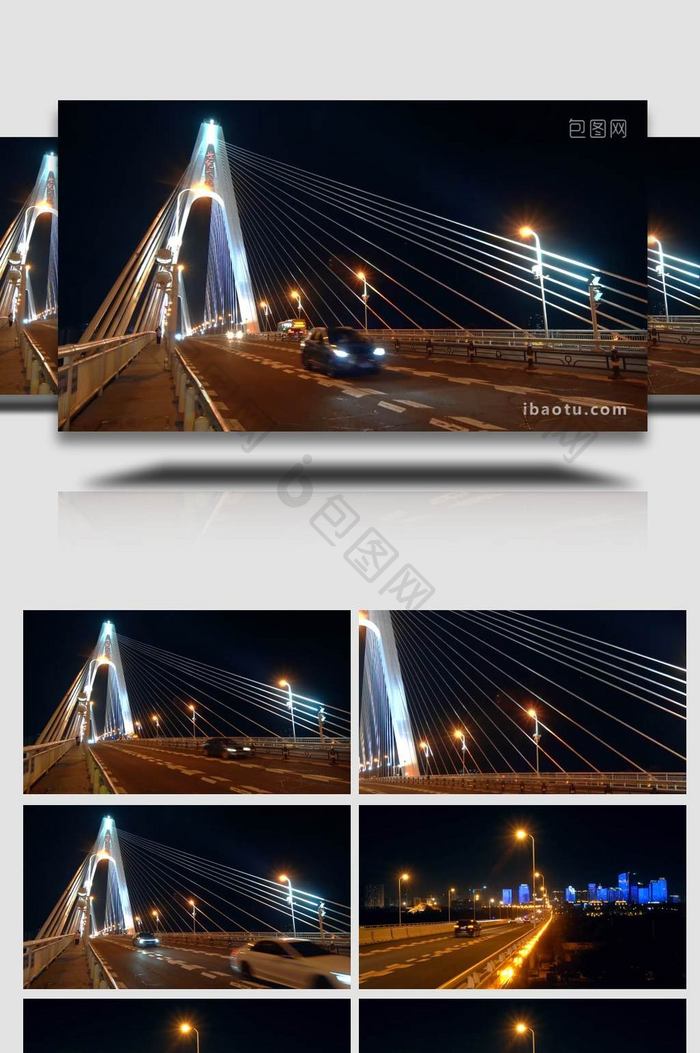 海南岛海口市世纪跨海大桥夜景车流4K实拍