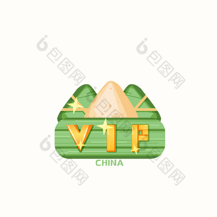 绿色扁平卡通端午VIP动效设计动图GIF