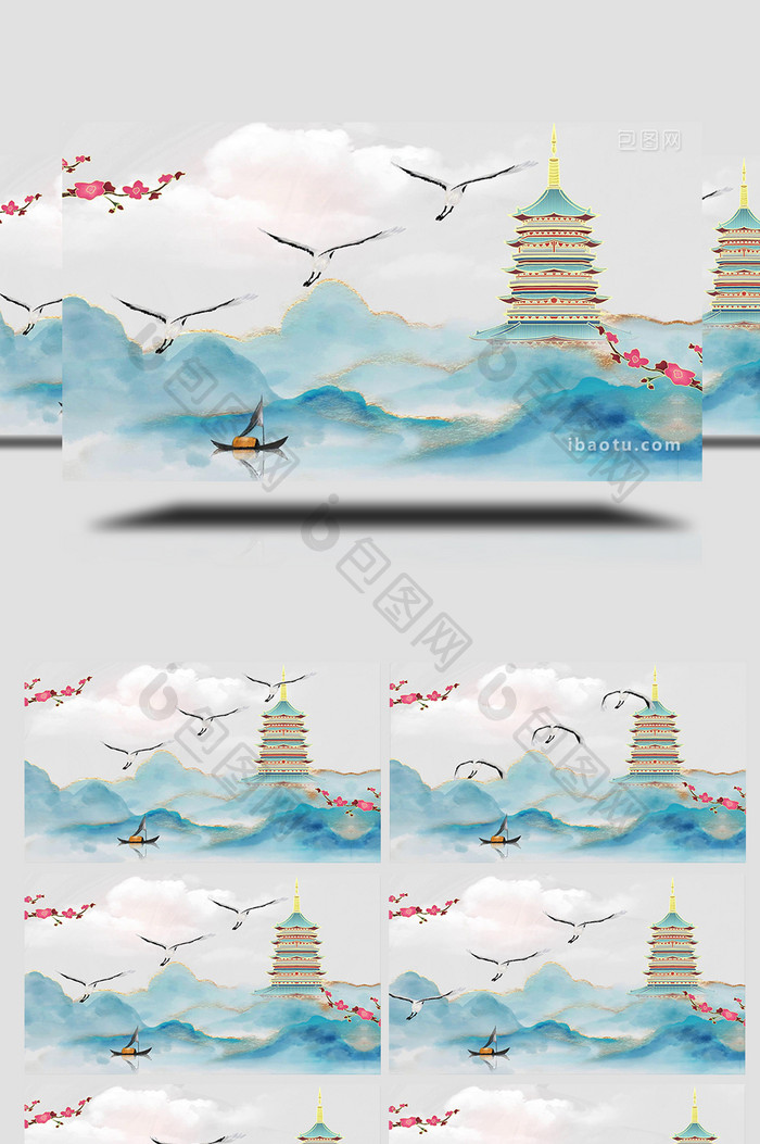 中国风水墨动态背景视频模板