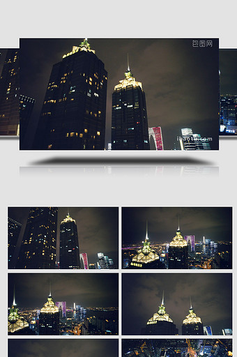 震撼黑金风城市夜景环球188大楼航拍视频图片