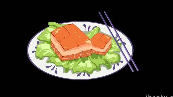 卡通食物美食红烧肉东坡肉MG动画