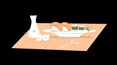 卡通食物美食料理寿司烧酒MG动画