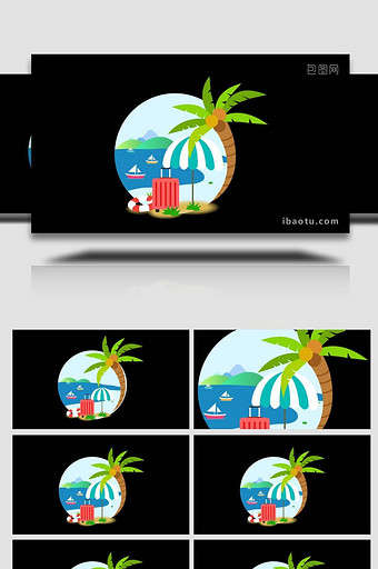 卡通类自然旅游椰子树植物MG动画图片