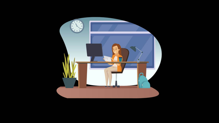 卡通商务办公居家线上工作mg动画