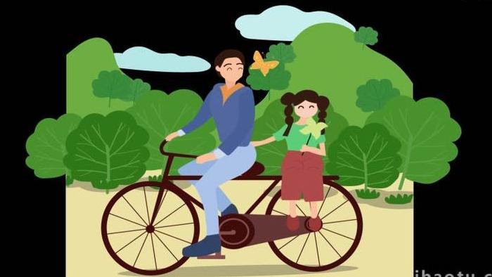 卡通类节日父亲节温馨自行车MG动画