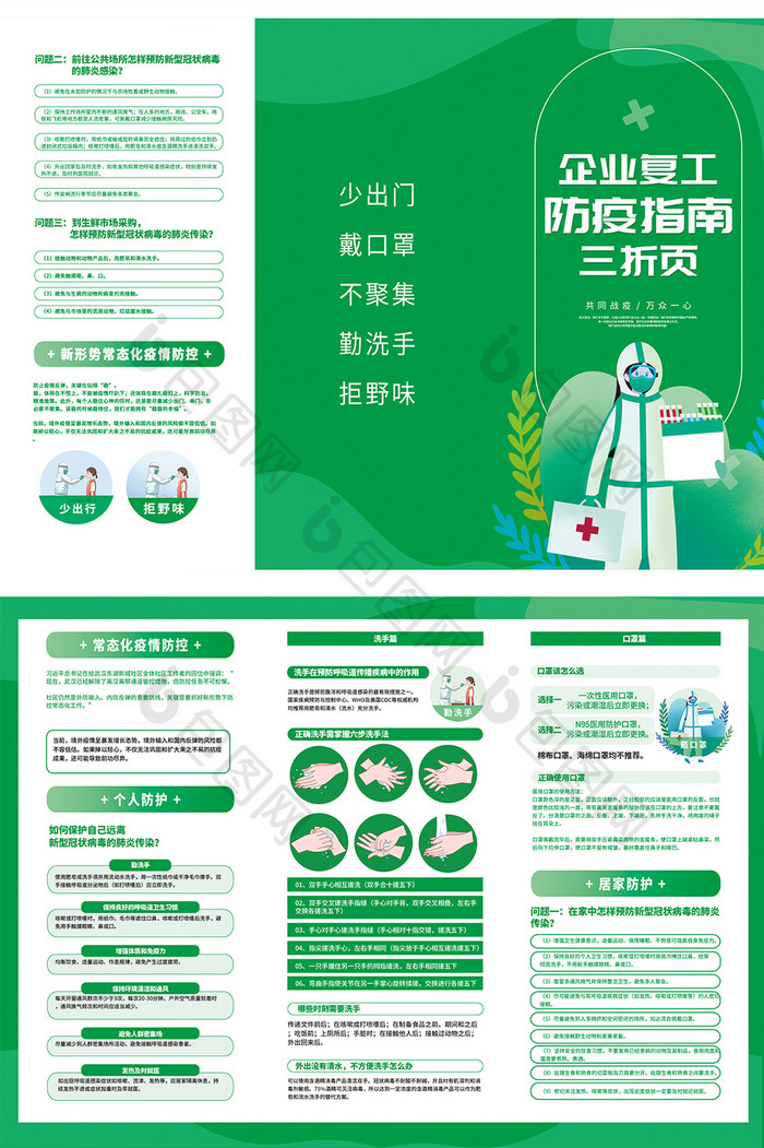 绿色高端企业复工防疫指南三折页