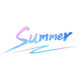 蓝色炫彩夏天字体设计summer