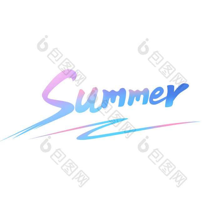 蓝色炫彩夏天字体设计summer