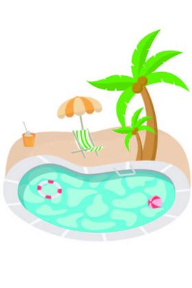 夏季泳池椰树图片