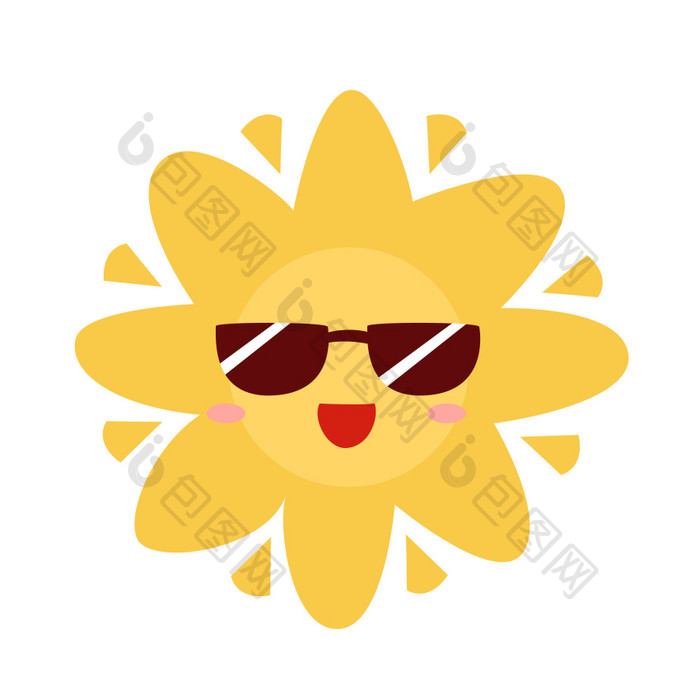黄色卡通带眼镜的太阳GIF