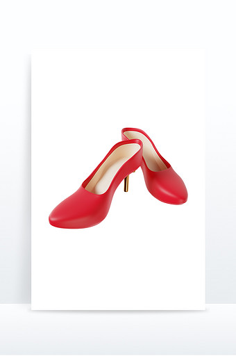 618元素3D购物用品女士红色高跟鞋图片