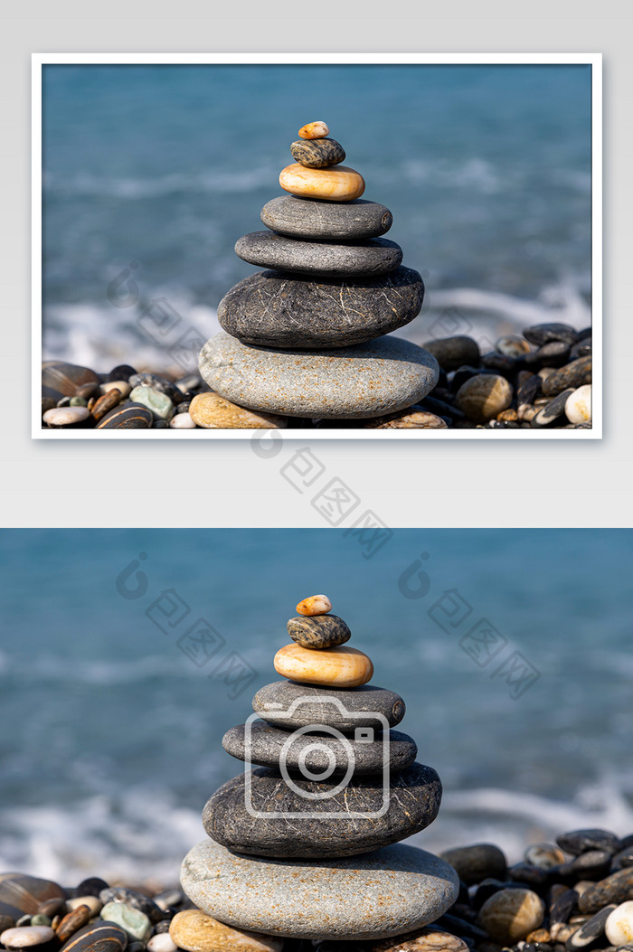 夏季台湾花莲海边沙滩石堆摄影图片