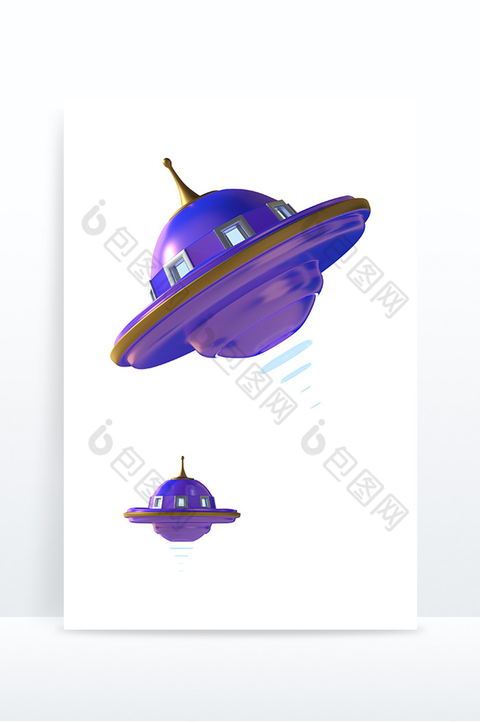UFO创意元素科技紫色金属发光飞碟图片图片