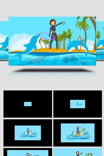 易用卡通mg动画海洋海豚训练员训练海豚图片