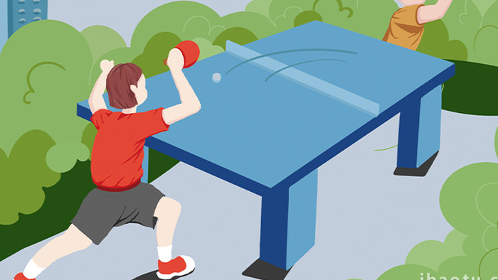 易用卡通mg动画运动两人在打乒乓球