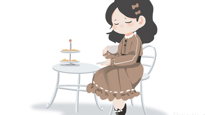 易用卡通mg动画女人悠闲的喝下午茶