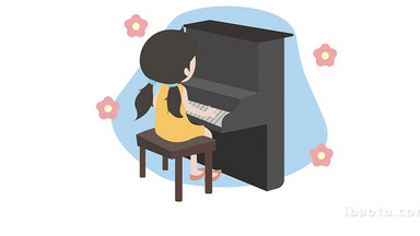 易用卡通mg动画音乐乐器女孩弹钢琴