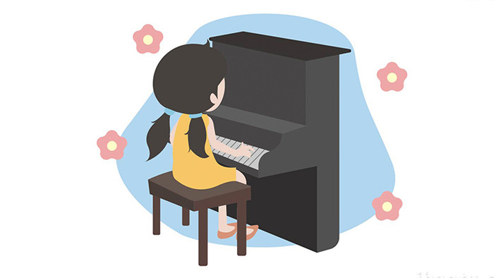 易用卡通mg动画音乐乐器女孩弹钢琴