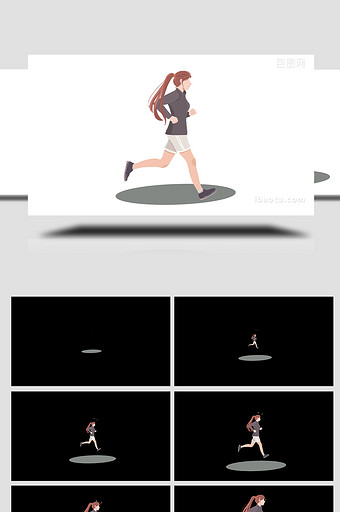 易用卡通mg动画运动女人跑步训练图片