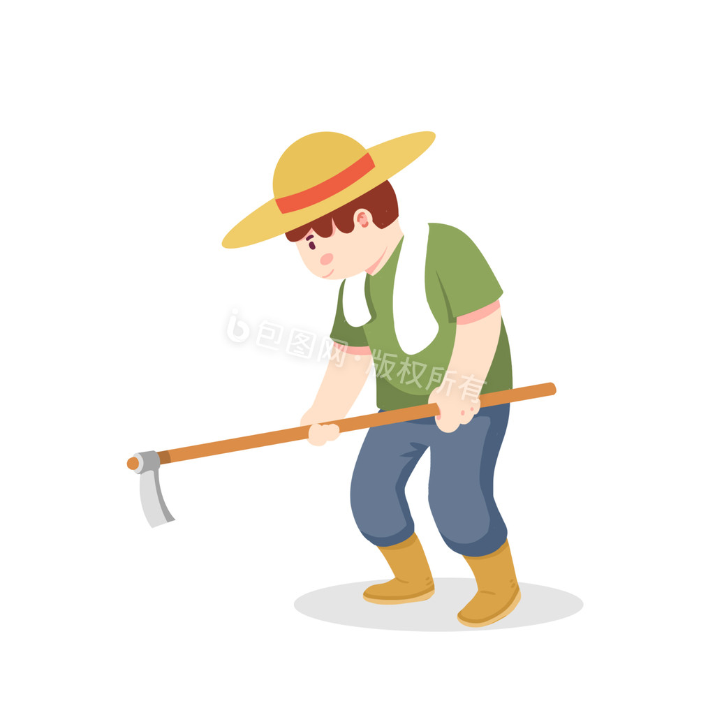 卡通村民小满芒种农作耕地动图gif