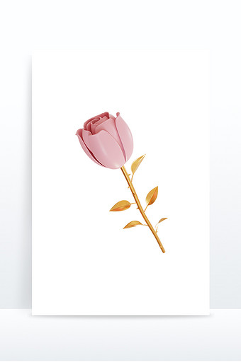 3D情人节元素节日装饰粉红色玫瑰花图片