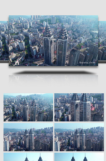 城市大气重庆涪陵双子塔地标建筑航拍图片