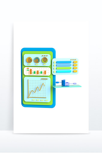 3d立体ui手机数据图表图片