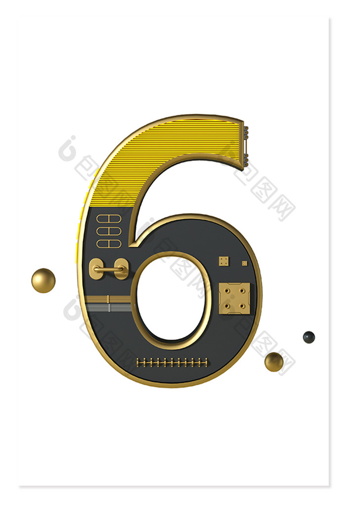 6创意数字黑金风格三维数字机械风