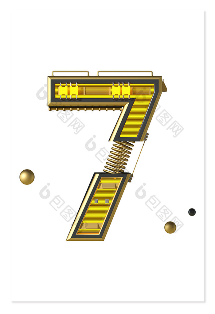 7创意数字黑金风格三维数字机械风
