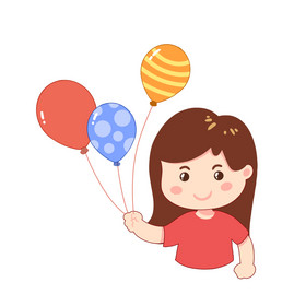 卡通拿气球的小女孩动图GIF