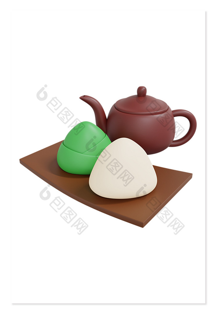 3DC4D端午节粽子茶壶