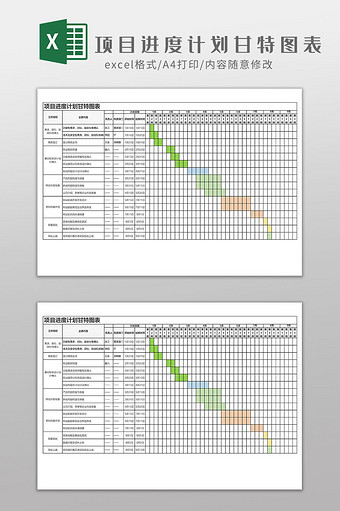 项目进度计划甘特图表EXCEL模板图片