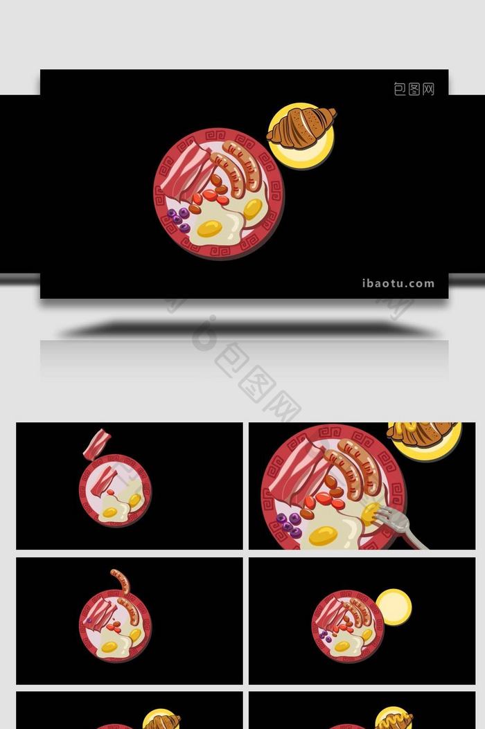 卡通类烤肉食物面包美食MG动画