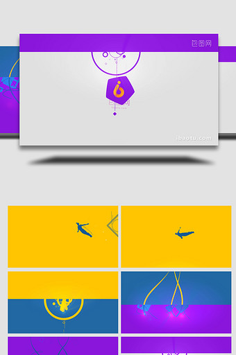 跳水人物剪影扁平化logo动画AE模板图片