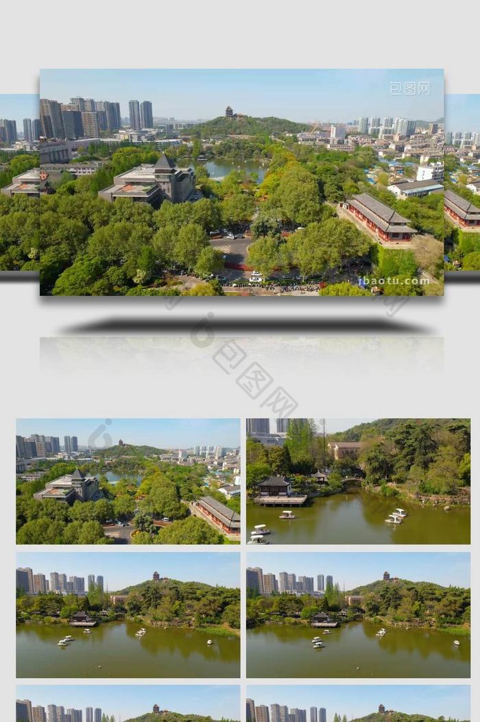 南京挹江门绣球公园自然风景4k航拍