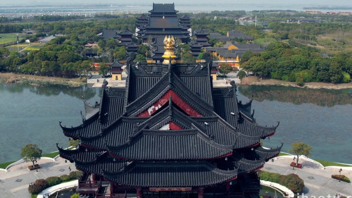 苏州吴中区重元寺地标建筑震撼大气航拍视频
