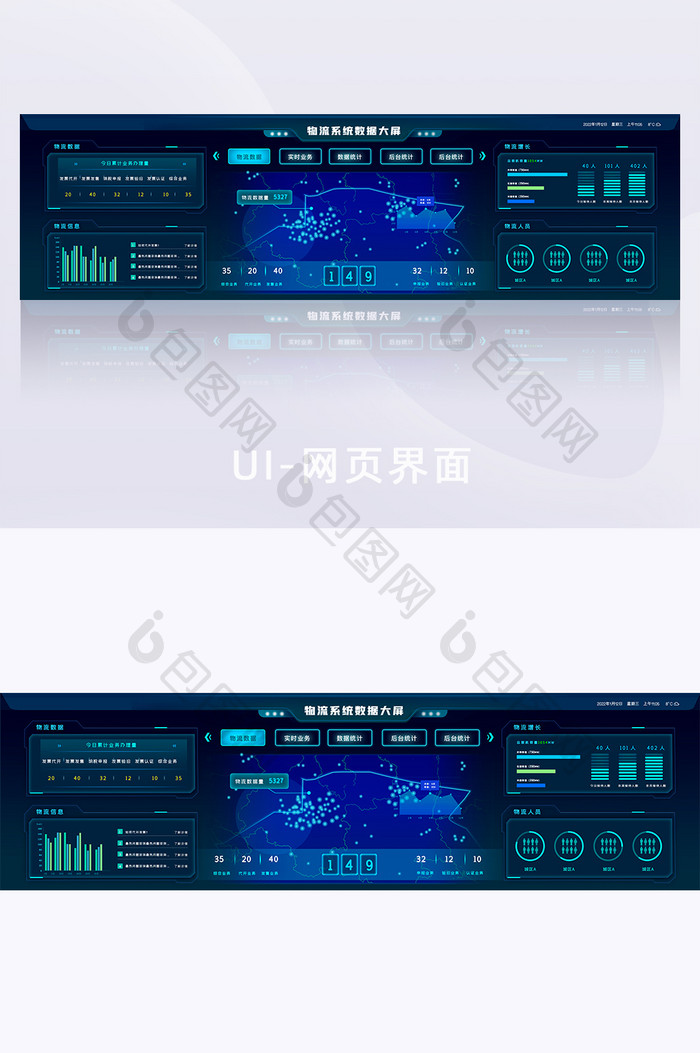 物流系统大屏数据信息可视化网页设计界面